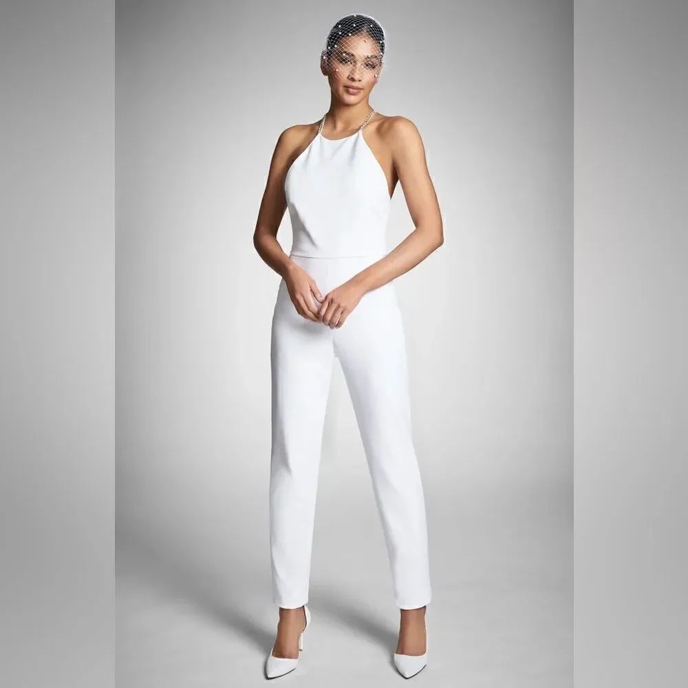 Sachin & Babi Alexa White Embellished Jumpsuit size 8